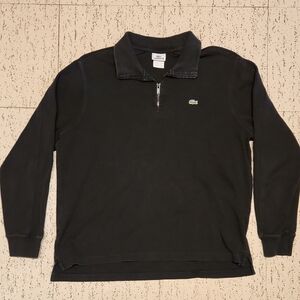Lacoste Black 1/4 Zip Collar Pullover Sweater